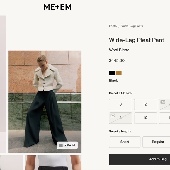 ME+EM, Black, Wide Leg, Wool Blend, Pants, Size 2/4 (Sz 4 alter waist to sz 2) - Picture 6 of 15